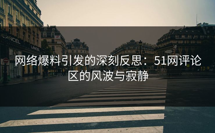 网络爆料引发的深刻反思：51网评论区的风波与寂静