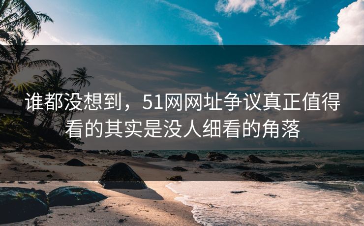 谁都没想到，51网网址争议真正值得看的其实是没人细看的角落