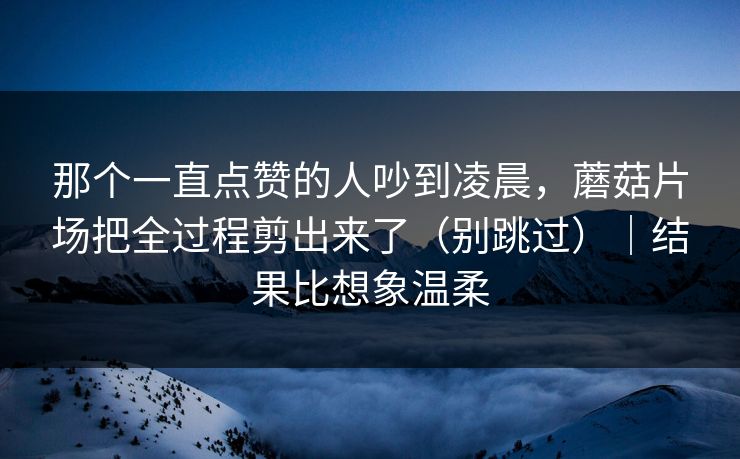 那个一直点赞的人吵到凌晨，蘑菇片场把全过程剪出来了（别跳过）｜结果比想象温柔
